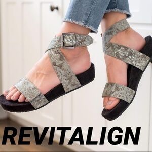 REVITALIGN Gray snake embossed swell suede sandals
